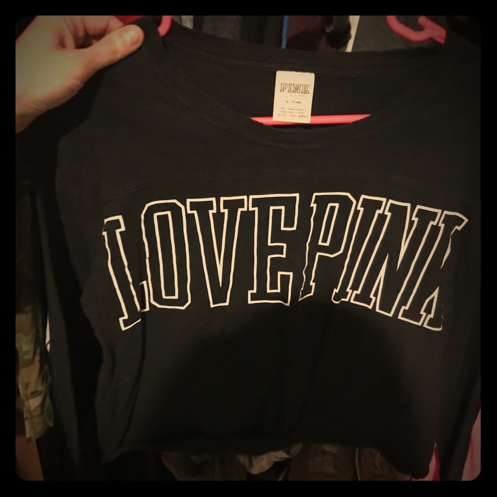 Vs pink crop top long sleeve